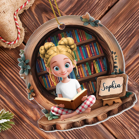 A Cozy Corner Of Knowledge And Dreams With A Young Reader - Personalized Custom Acrylic Ornament, Christmas Gift - BLV030_ACO