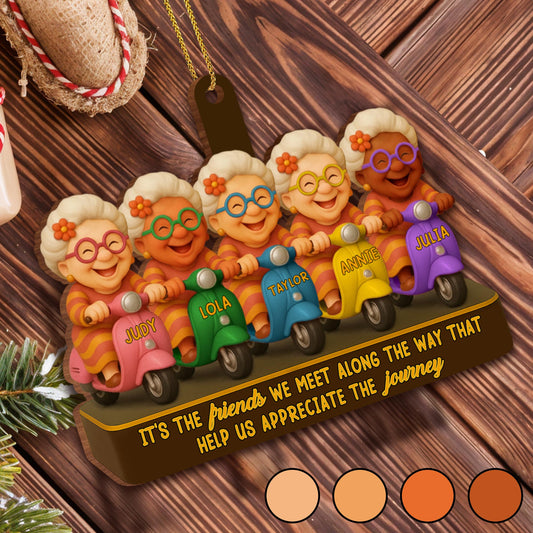 Appreciate The Journey With Friends On Scooters - Personalized Custom Wood Ornament, Custom Shaped - BST398_WDO