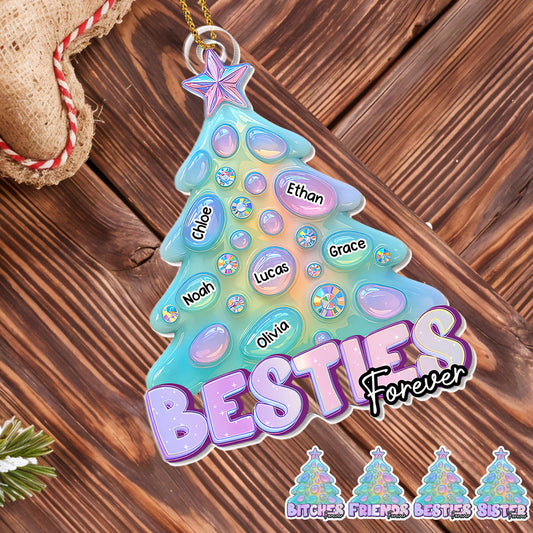 Besties Forever Christmas Tree Ornament - Personalized Custom Acrylic Ornament, Christmas Gift - BST445_ACO