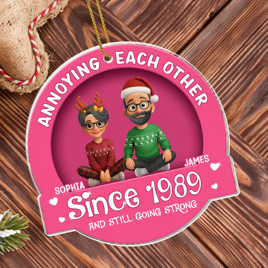 Annoying Each Other, Couple With Christmas Attire - Personalized Custom Acrylic Ornament, Christmas Gift - CPL677_ACO