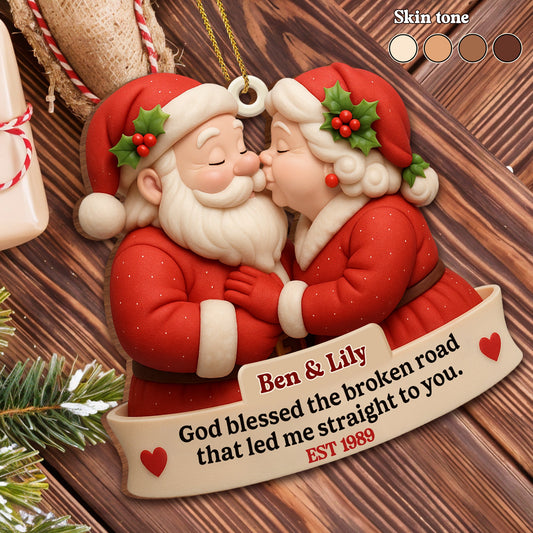 God Blessed The Broken Road, Santa Claus Ornament - Personalized Custom Wood Ornament, Custom Shaped - CPL739_WDO