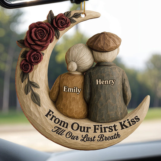 From Our First Kiss Till Our Last Breath, Roses On Moon - Personalized Custom Wood Ornament, Custom Shaped - CPL754_WDO