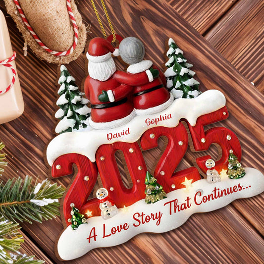 A Love Story That Continues, Santa Claus And Christmas Themes - Personalized Custom Wood Ornament, Custom Shaped - CPL783_WDO