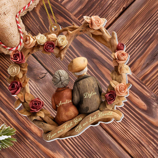 From Our First Kiss Till Our Last Breath, Couple And Roses - Personalized Custom Acrylic Ornament, Christmas Gift - CPL874_ACO
