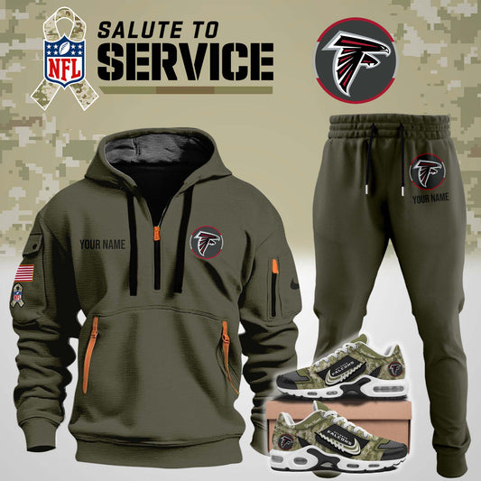 Atlanta Falcons Salute To Service Hoodie Set - Military Green Hoodie, Jogger and Sneaker For Fan