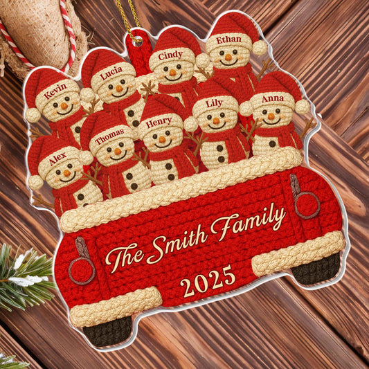 Custom Family Christmas Red Truck Ornament - Personalized Custom Acrylic Ornament, Christmas Gift - FAM622_ACO