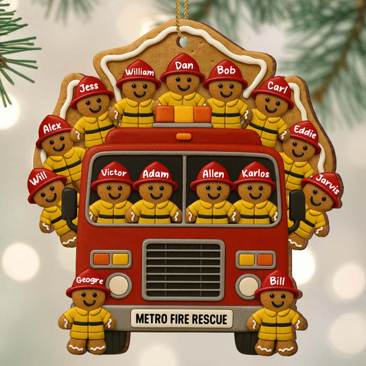 Celebrate Your Heroes With Festive Firefighter Ornament - Personalized Custom Wood Ornament, Custom Shaped - FIF010_WDO