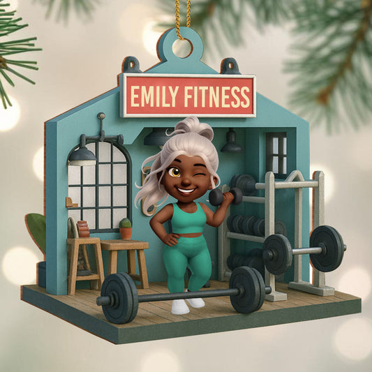 Celebrate Fitness With Personalized Gym Equipment Ornament - Personalized Custom Wood Ornament, Custom Shaped - FTN006_WDO