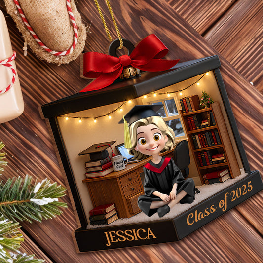 Celebrating Your Achievements Graduate And Books - Personalized Custom Wood Ornament, Custom Shaped - GRAD345_WDO