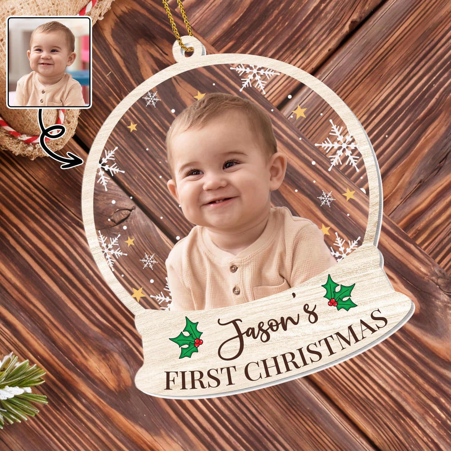 Your Baby's First Christmas, Customizable Photo Ornament - Personalized Custom Acrylic Ornament, Christmas Gift - KID333_ACO