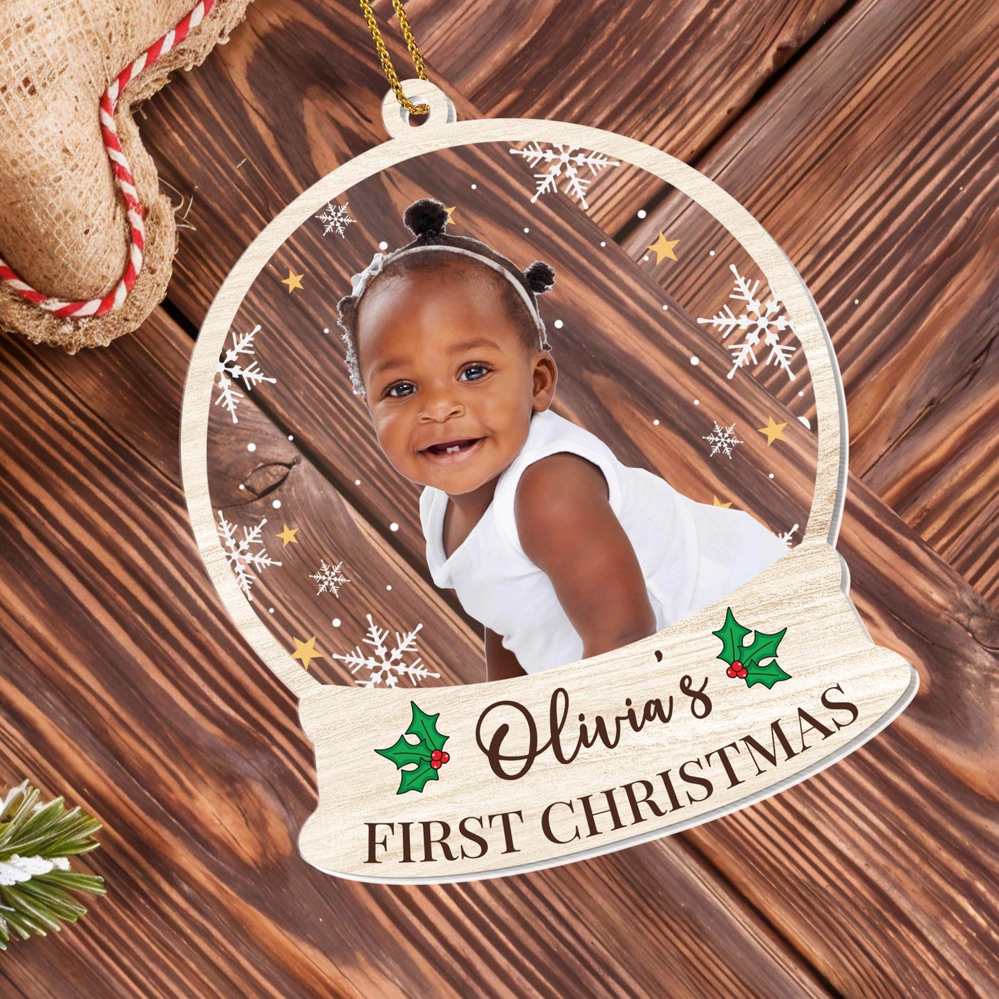 Your Baby's First Christmas, Customizable Photo Ornament - Personalized Custom Acrylic Ornament, Christmas Gift - KID333_ACO