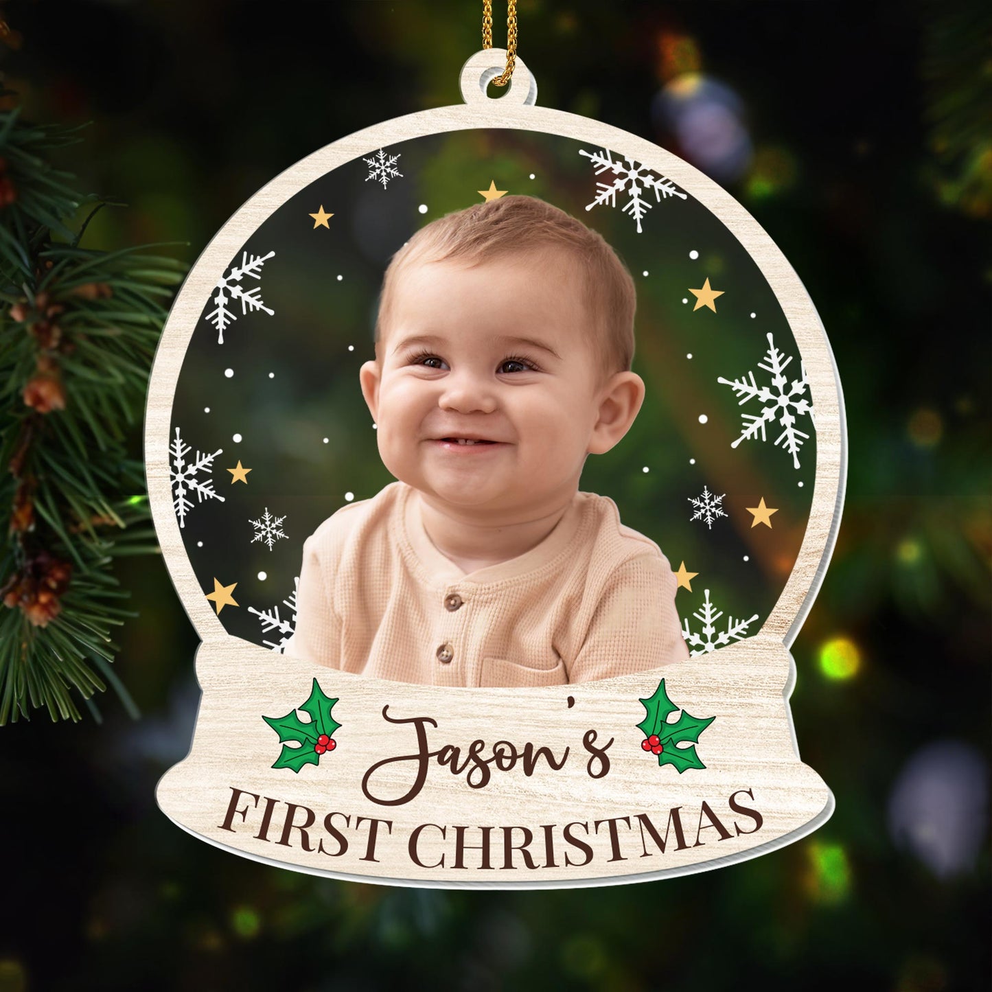 Your Baby's First Christmas, Customizable Photo Ornament - Personalized Custom Acrylic Ornament, Christmas Gift - KID333_ACO