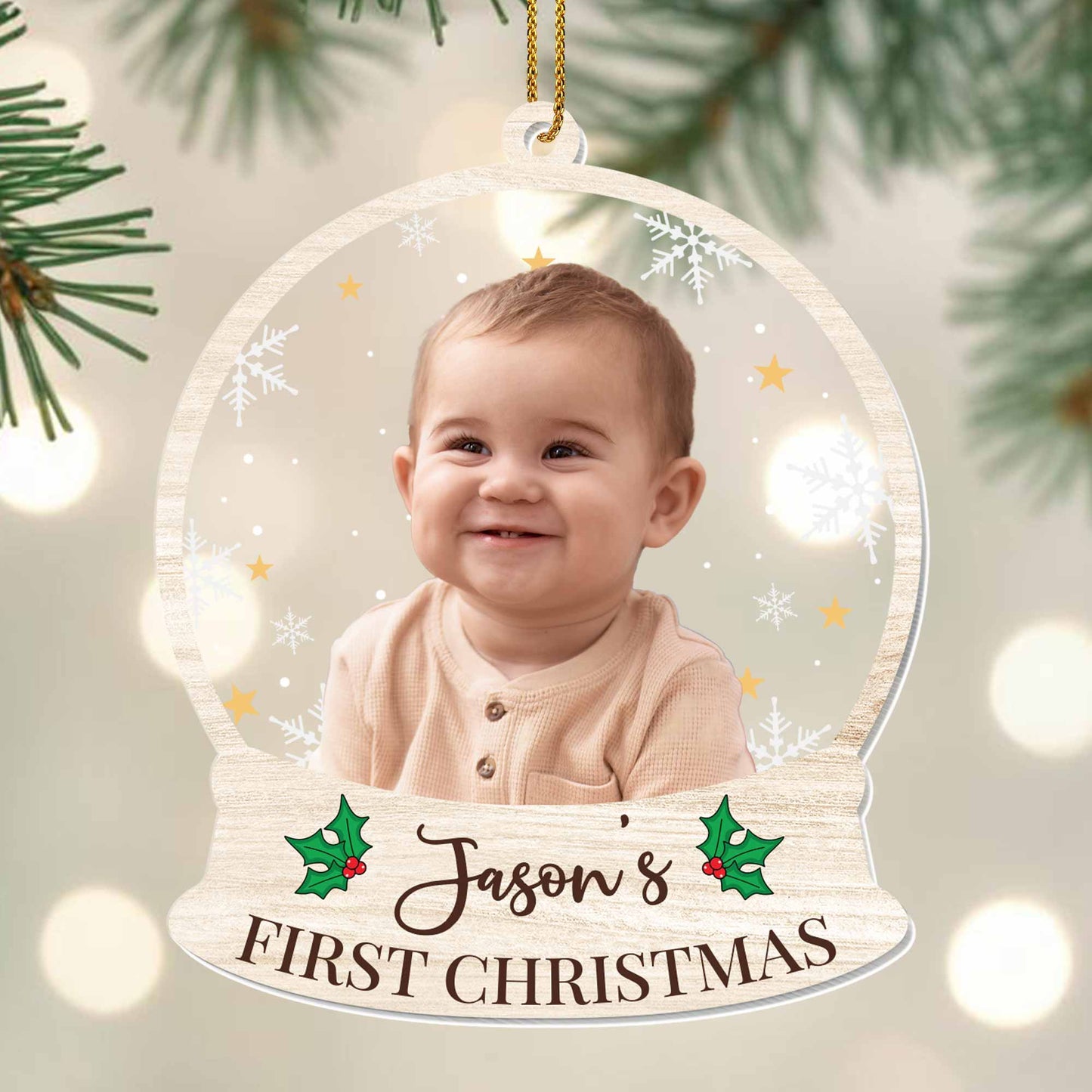 Your Baby's First Christmas, Customizable Photo Ornament - Personalized Custom Acrylic Ornament, Christmas Gift - KID333_ACO