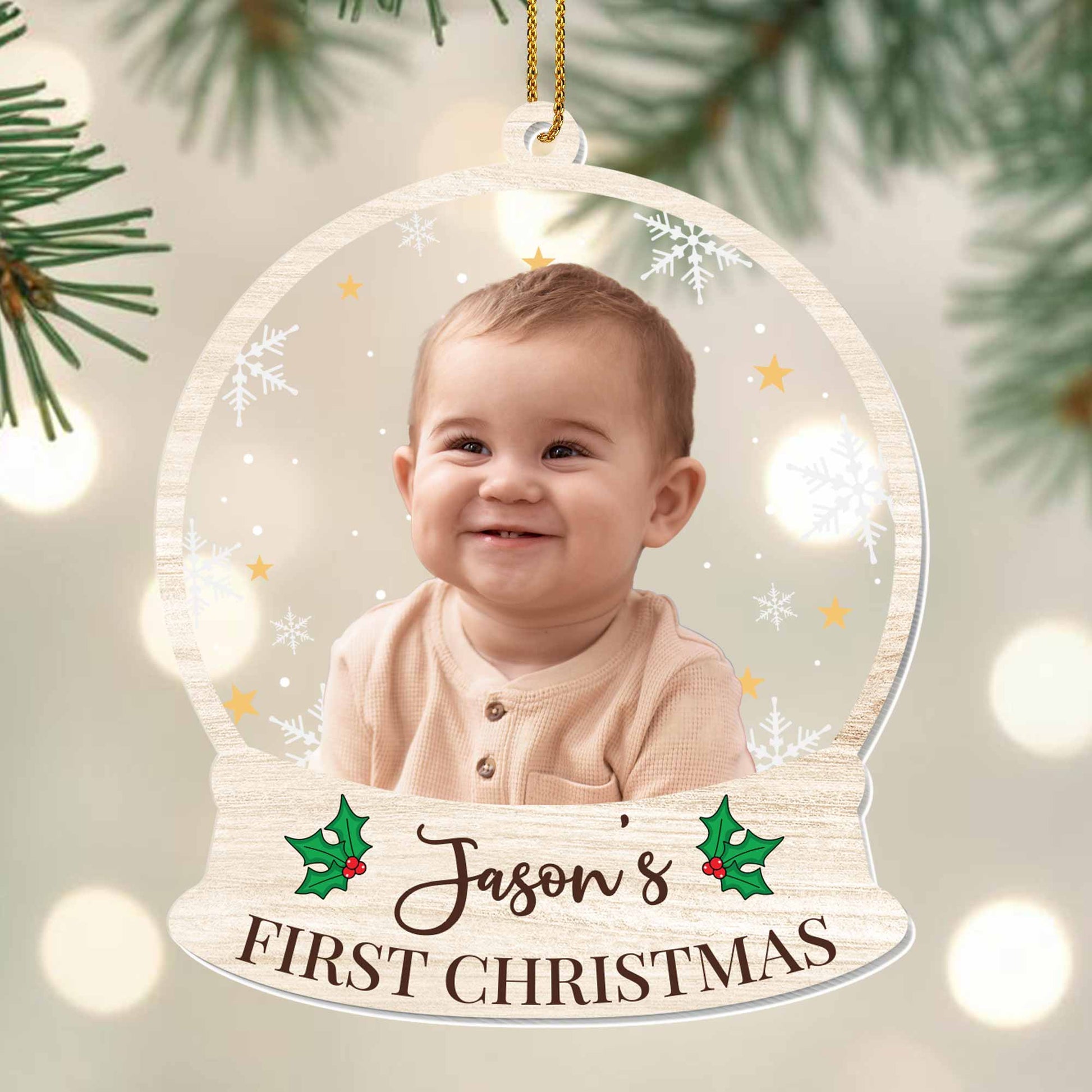 Your Baby's First Christmas, Customizable Photo Ornament - Personalized Custom Acrylic Ornament, Christmas Gift - KID333_ACO