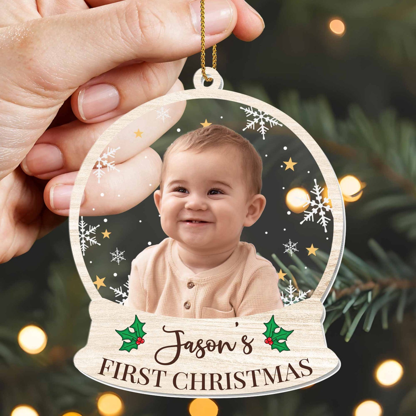Your Baby's First Christmas, Customizable Photo Ornament - Personalized Custom Acrylic Ornament, Christmas Gift - KID333_ACO