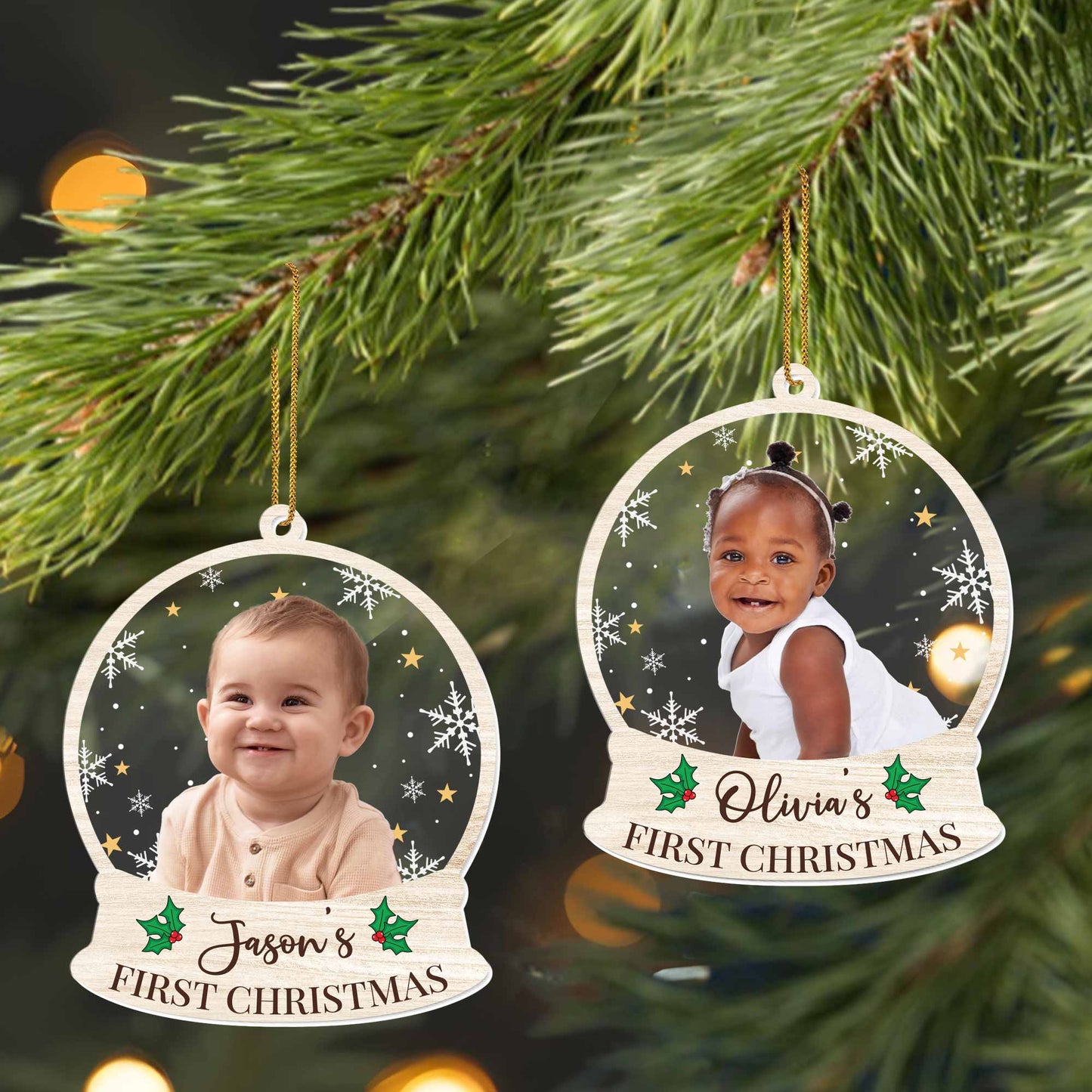 Your Baby's First Christmas, Customizable Photo Ornament - Personalized Custom Acrylic Ornament, Christmas Gift - KID333_ACO