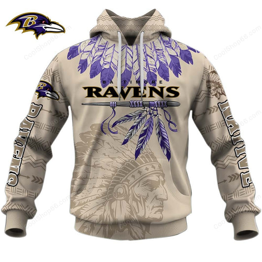 Baltimore Ravens Native American Heritage Hoodie 3D All Over Printed - Unisex
