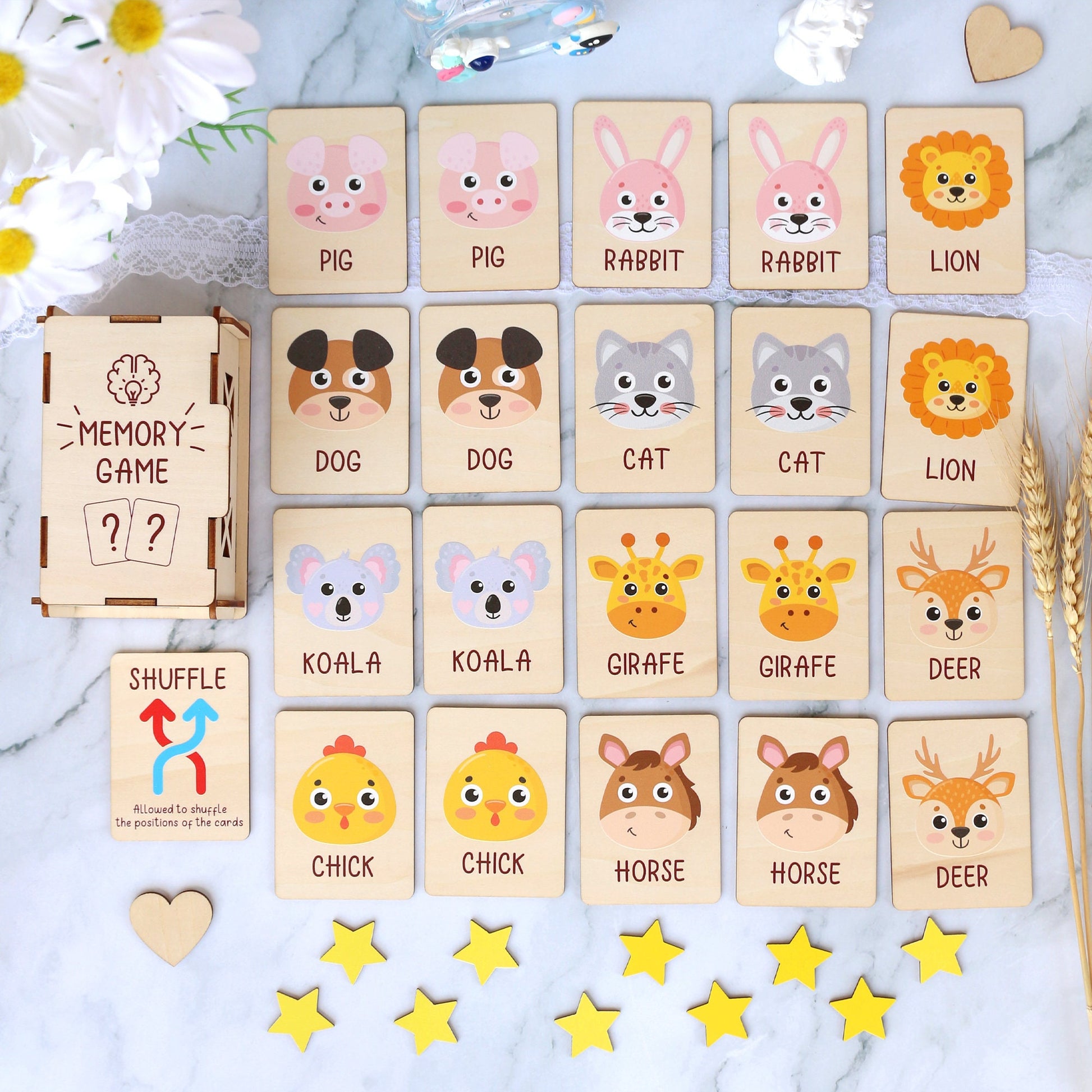 Wooden Animal Matching Game: Montessori Learning Toy