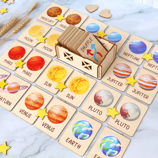 Space Memory Game: Montessori Matching Cards for Kids