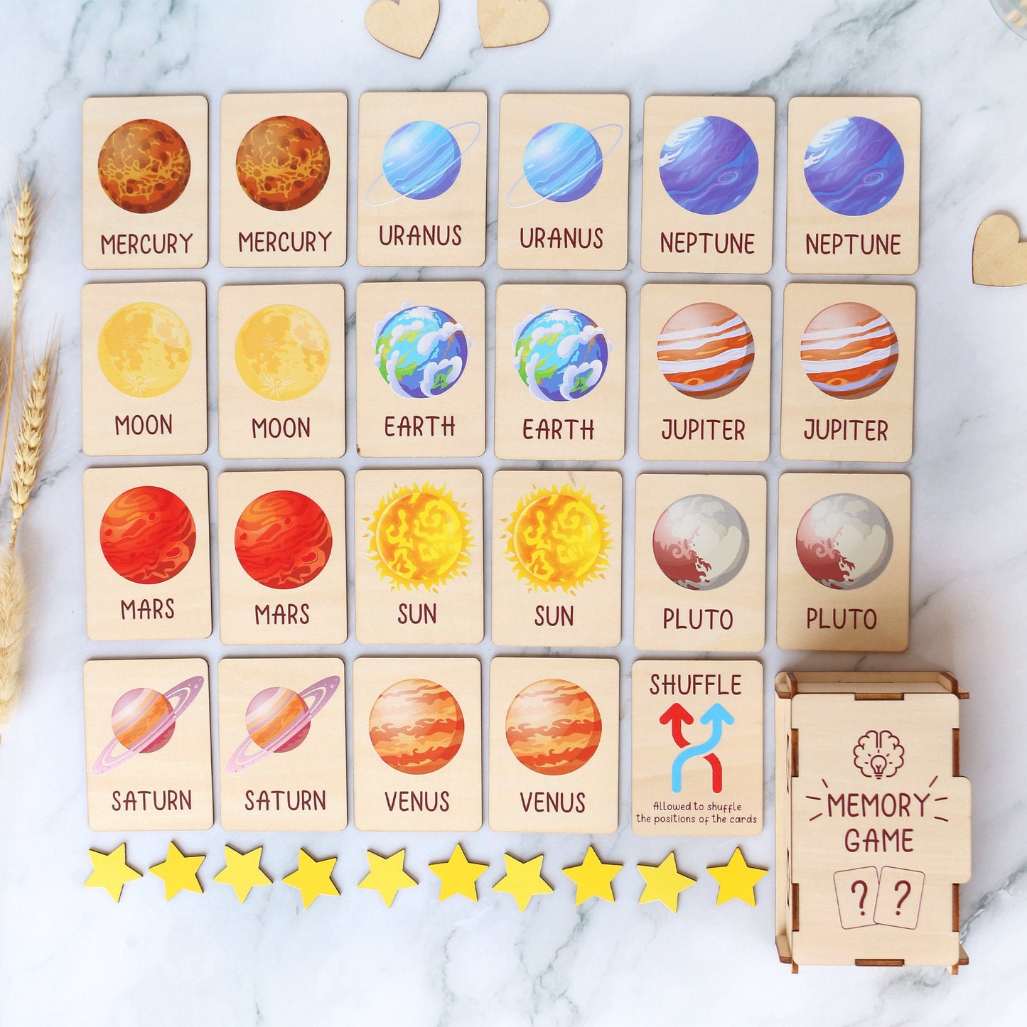 Space Memory Game: Montessori Matching Cards for Kids
