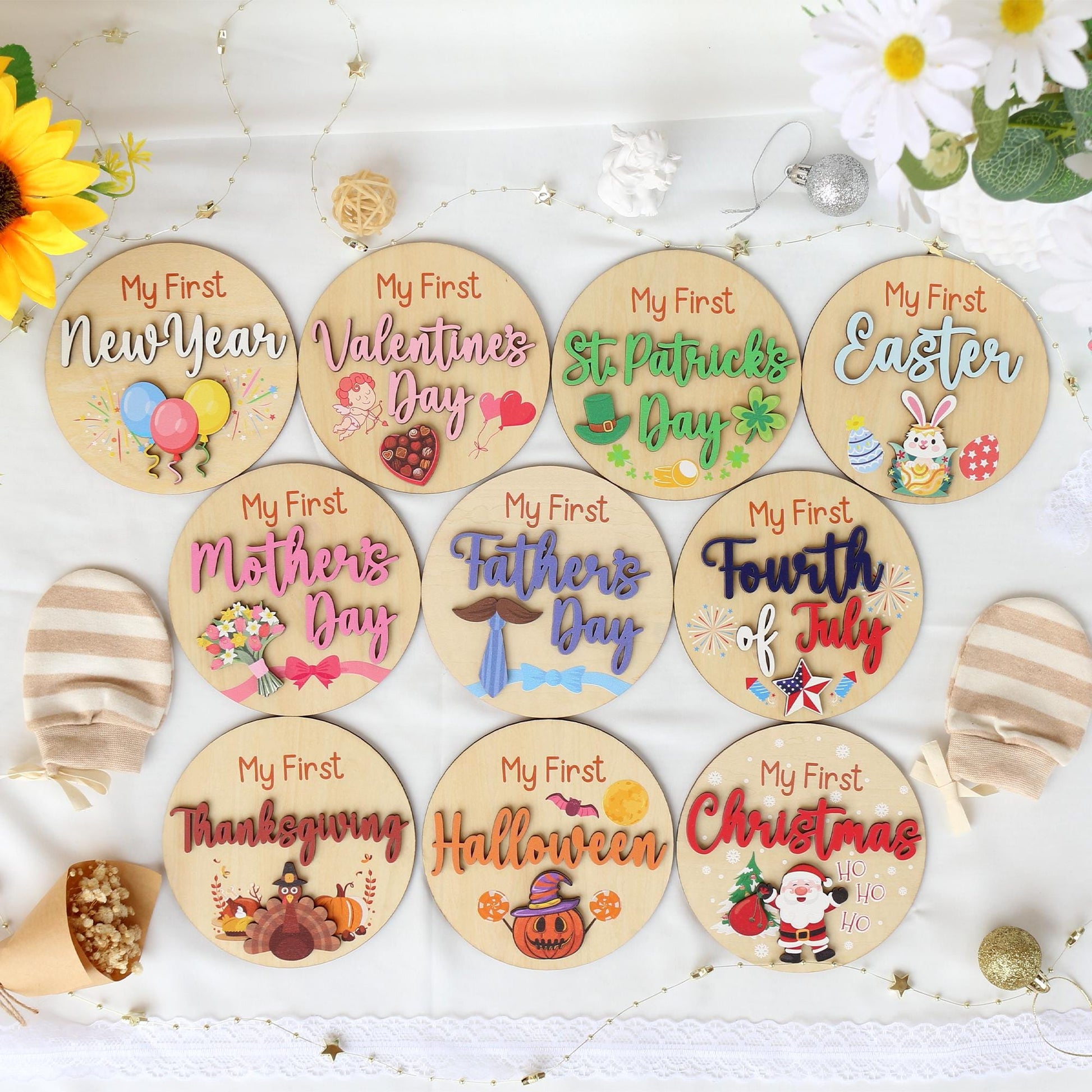 Baby's First Holiday Milestone Discs: Photo Prop Gift Set
