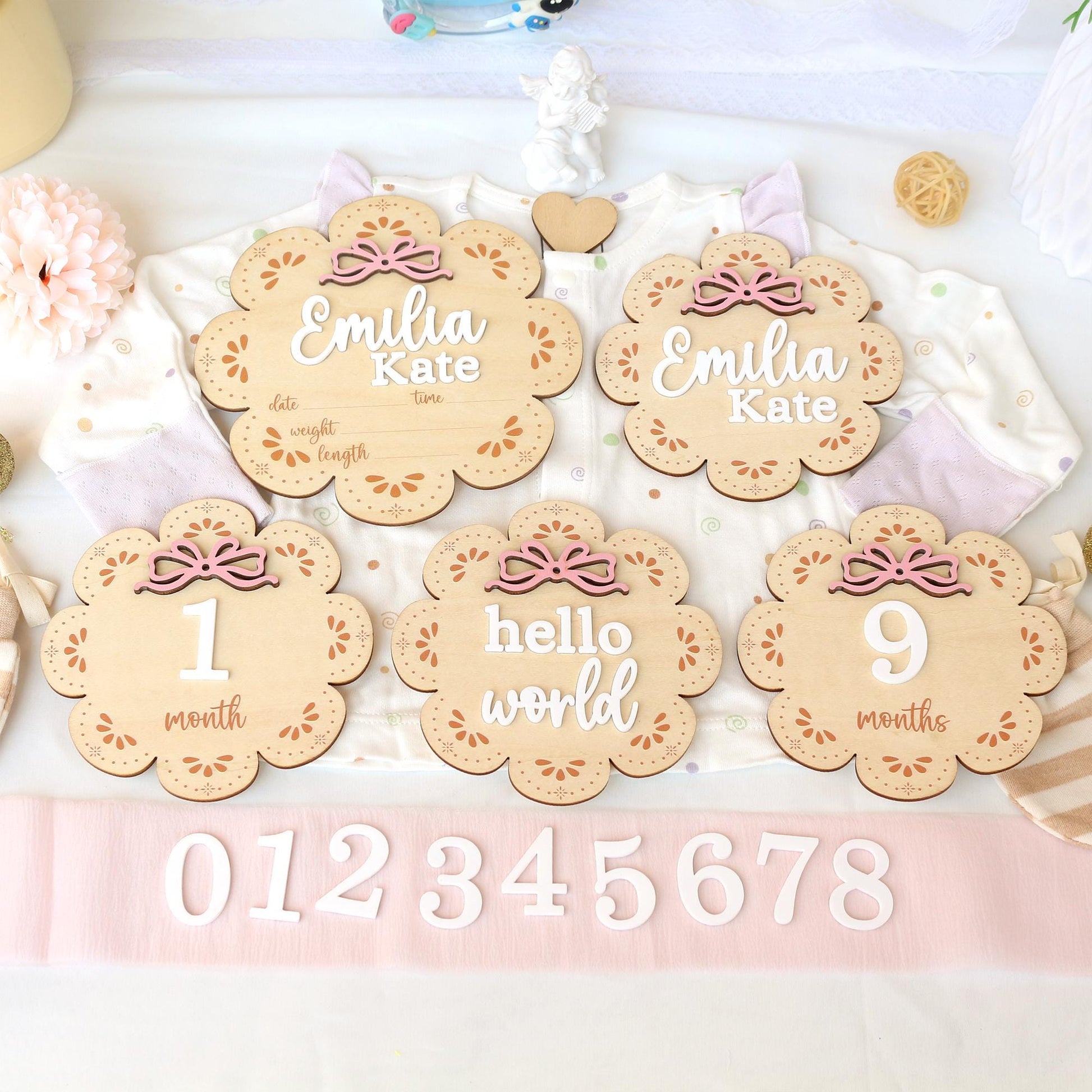 Baby Monthly Milestone Baby Girl Name Sign Baby Girl Announcement Sign for Hospital Baby Photo Signs Baby Gift Baby Shower Gift