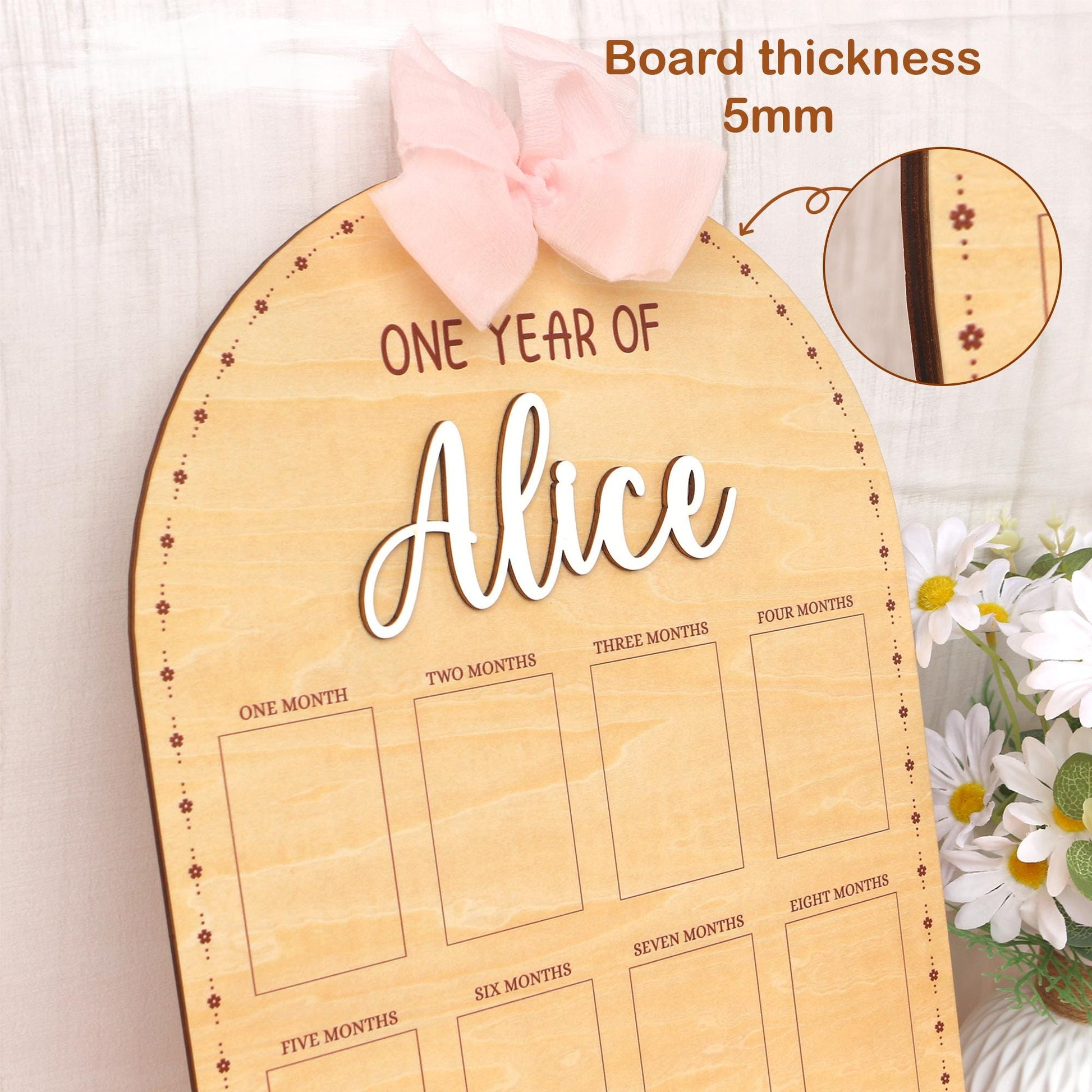 Personalized First Year Photo Board: Baby Milestone Collage