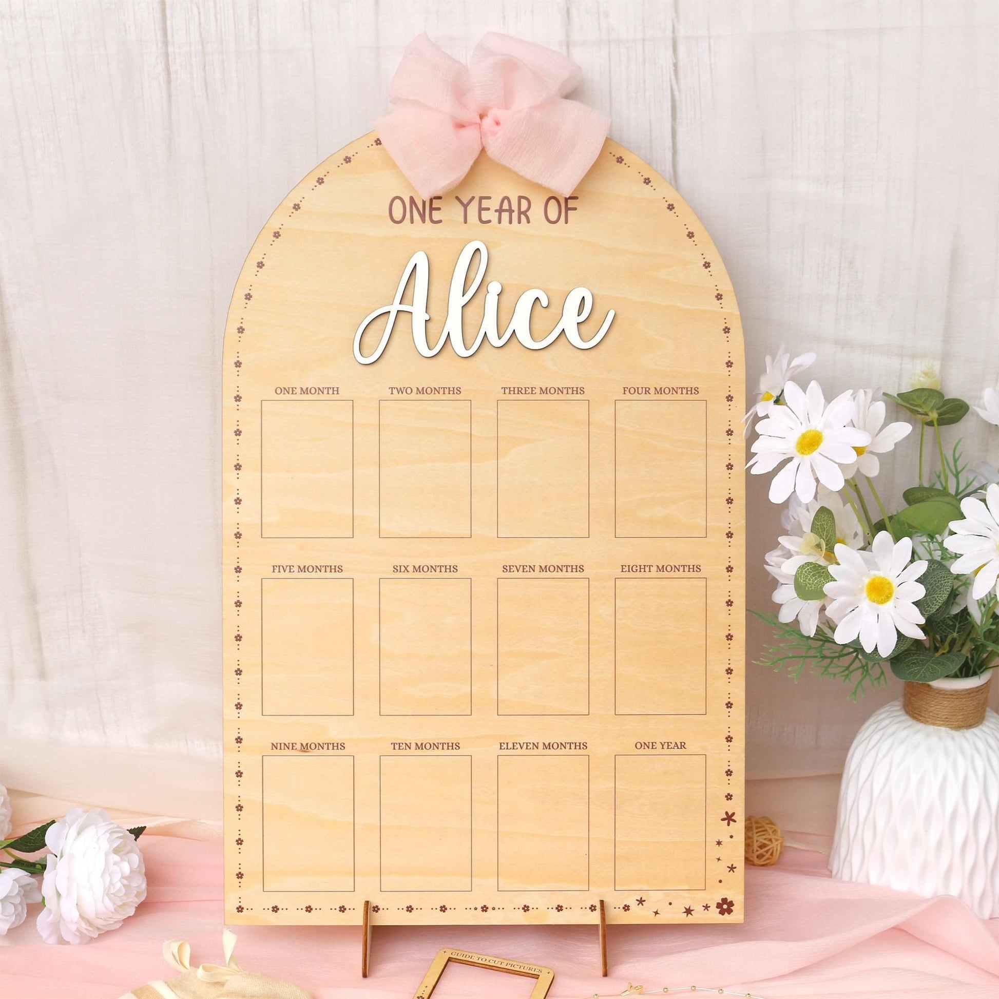 Personalized First Year Photo Board: Baby Milestone Collage