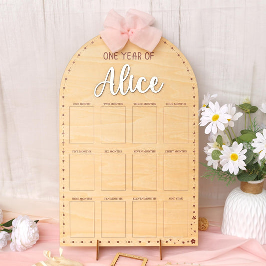 Personalized First Year Photo Board: Baby Milestone Collage
