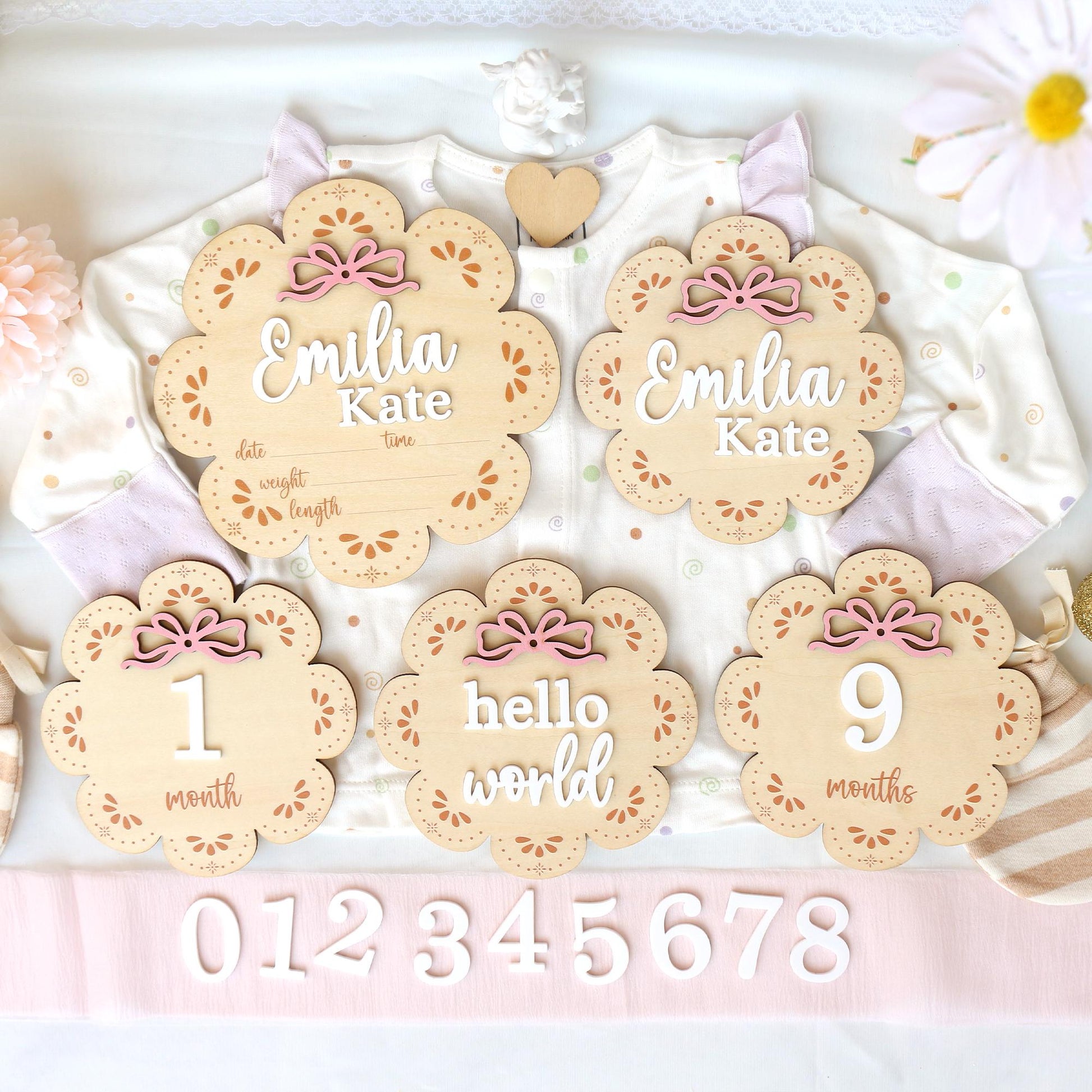 Baby Monthly Milestone Baby Girl Name Sign Baby Girl Announcement Sign for Hospital Baby Photo Signs Baby Gift Baby Shower Gift