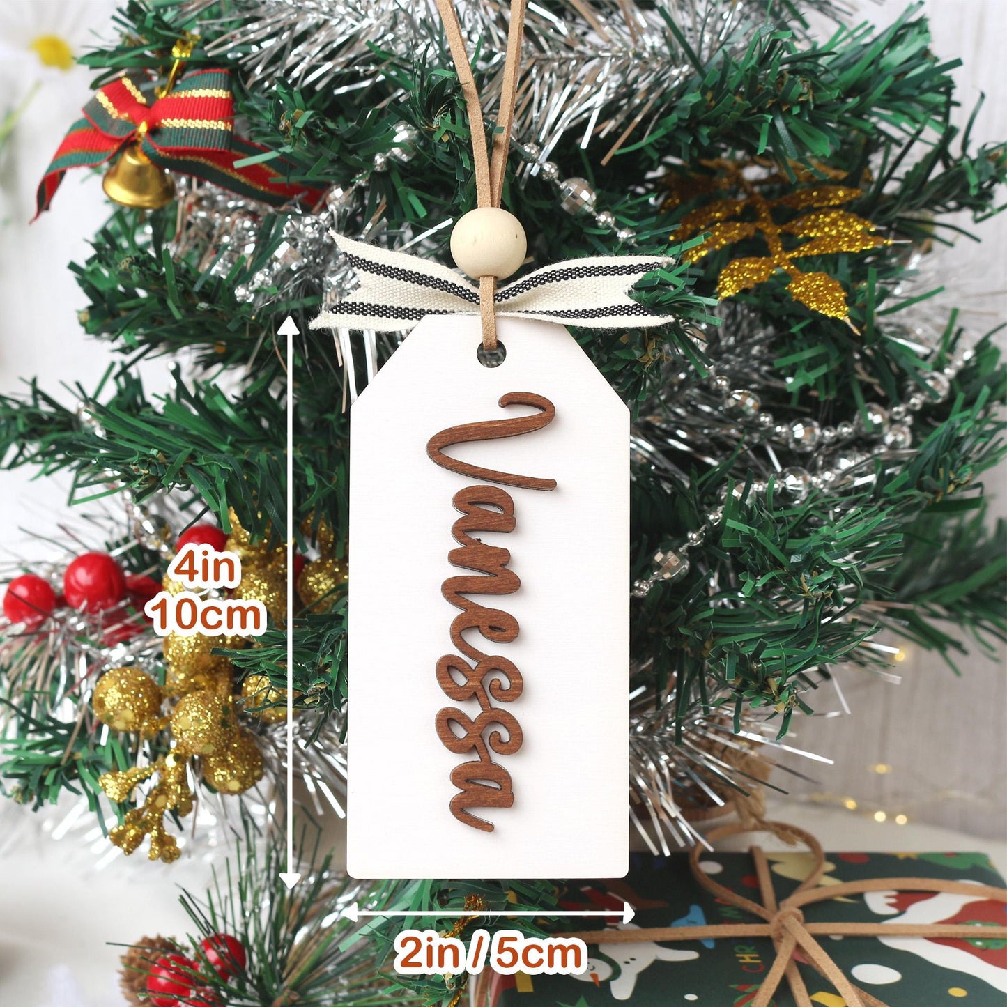 Personalized Wooden Christmas Stocking Tags: Laser Cut Name Tags