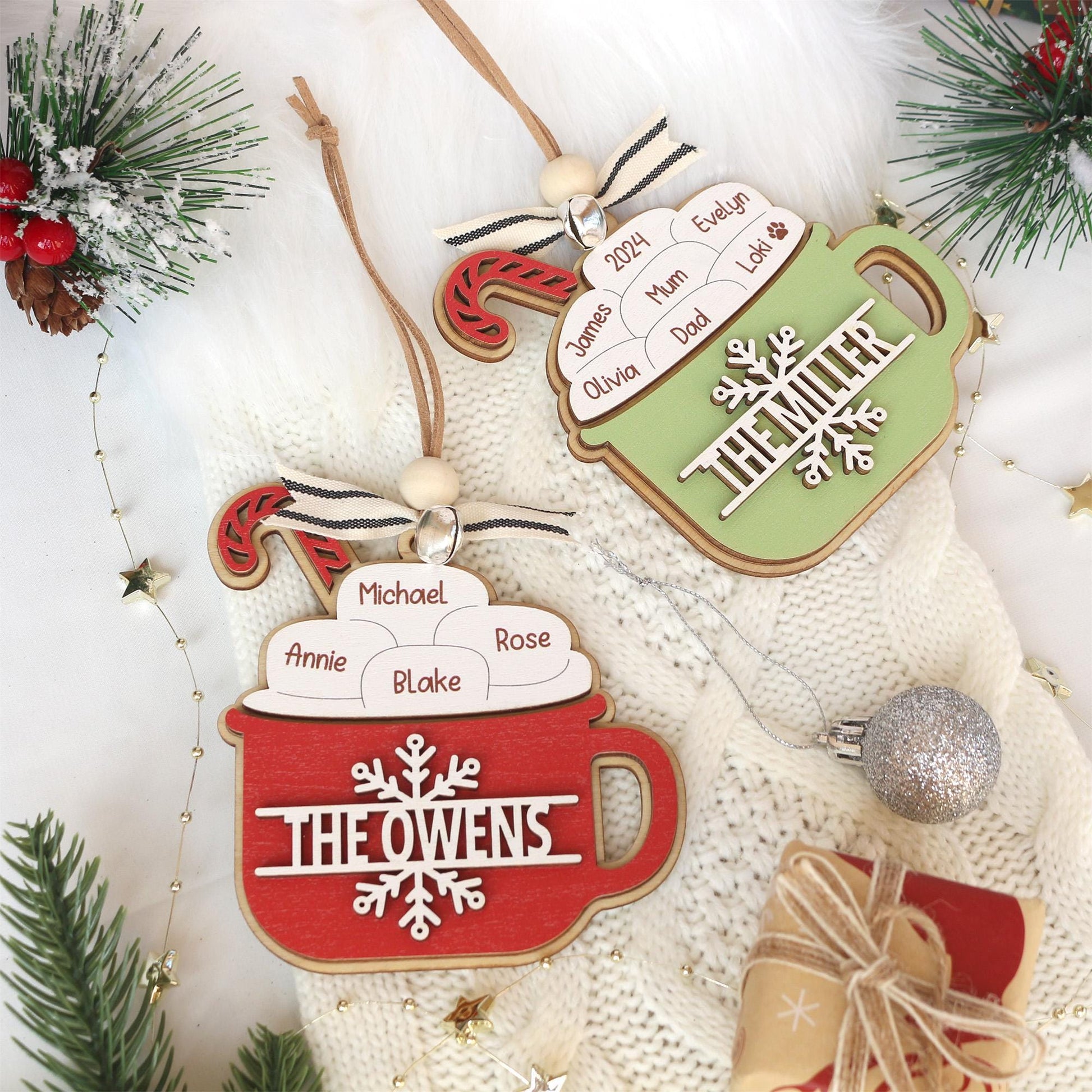 Personalized Wooden Name Christmas Ornament: Laser-Cut Family Gift