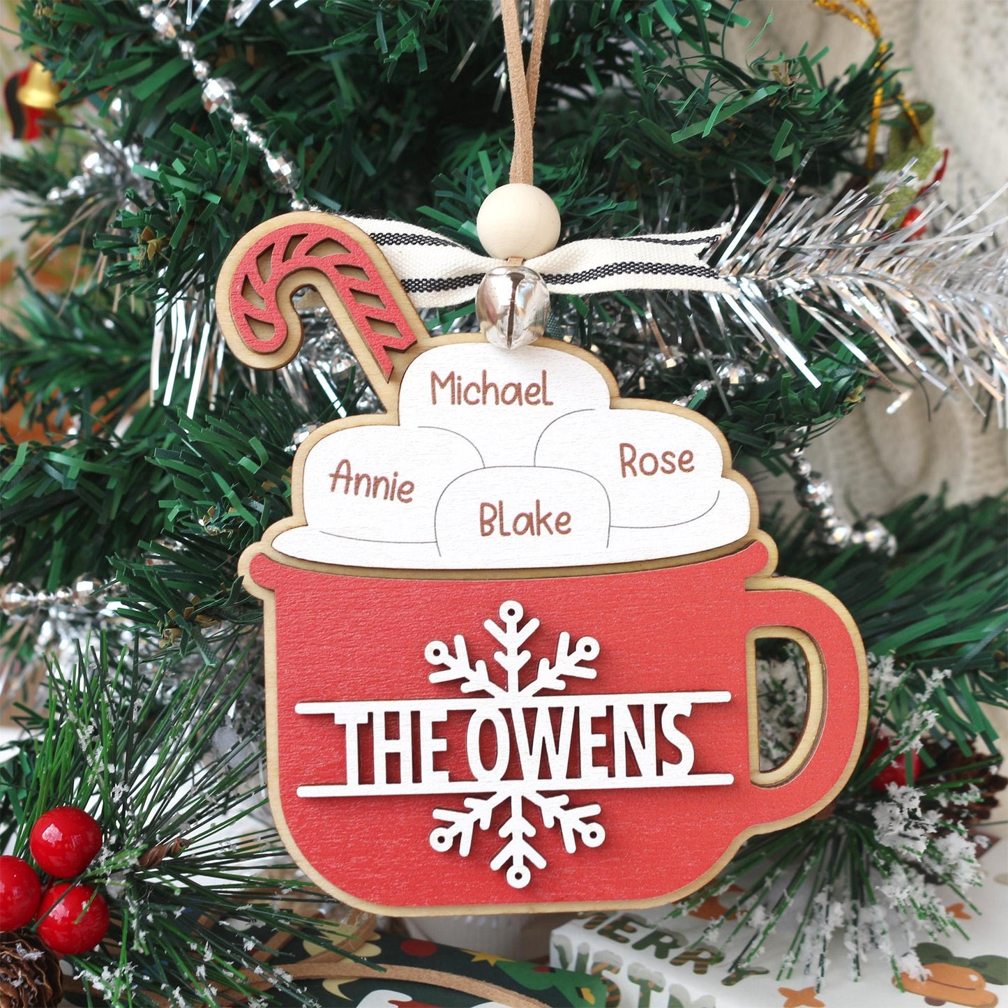 Personalized Wooden Name Christmas Ornament: Laser-Cut Family Gift