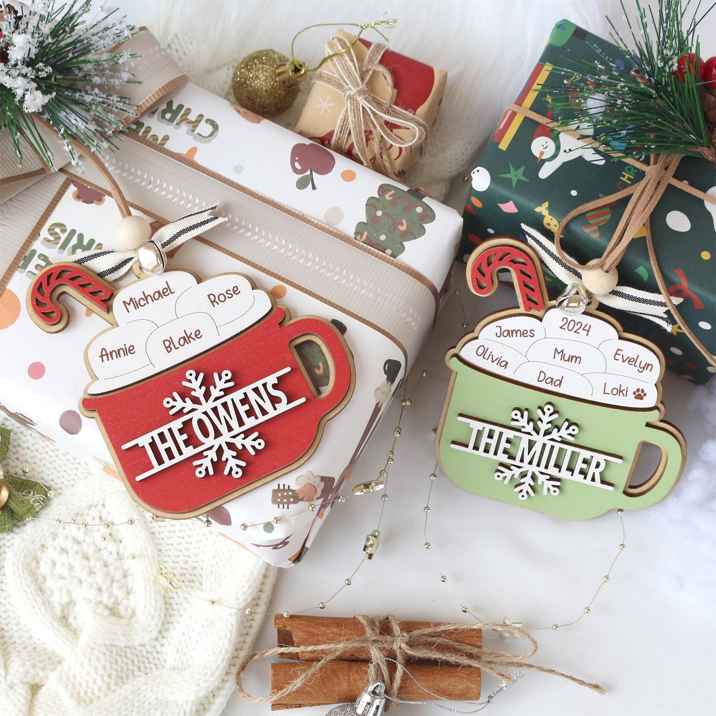 Personalized Wooden Name Christmas Ornament: Laser-Cut Family Gift
