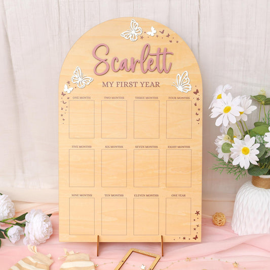 Personalized First Year Photo Board: Baby's 1st Birthday Collage