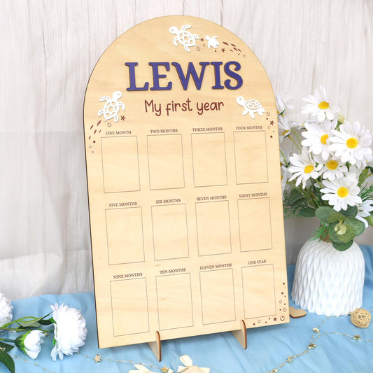 Personalized Baby's First Year Photo Board: 1st Birthday Collage