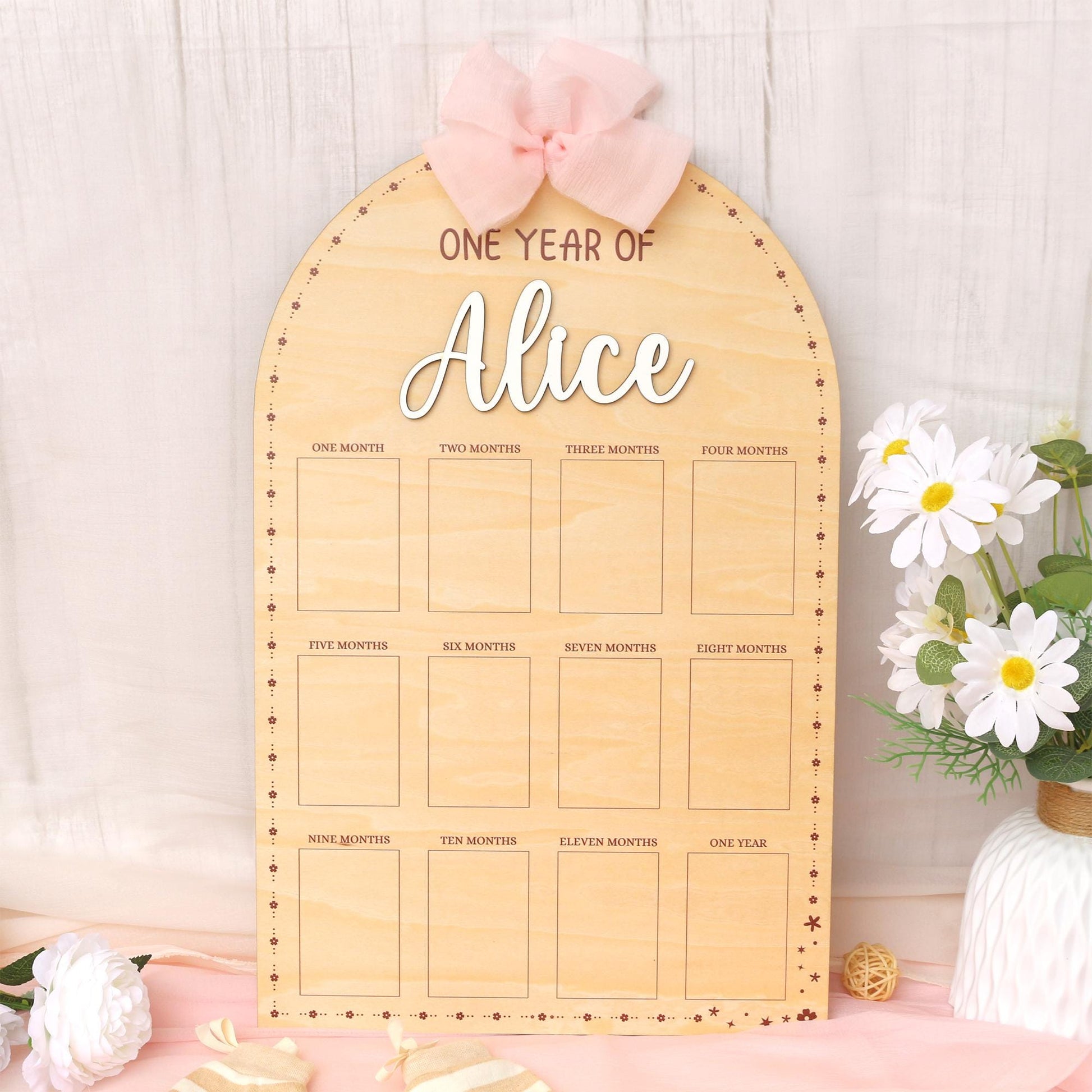 Personalized First Year Photo Board: Baby Milestone Collage
