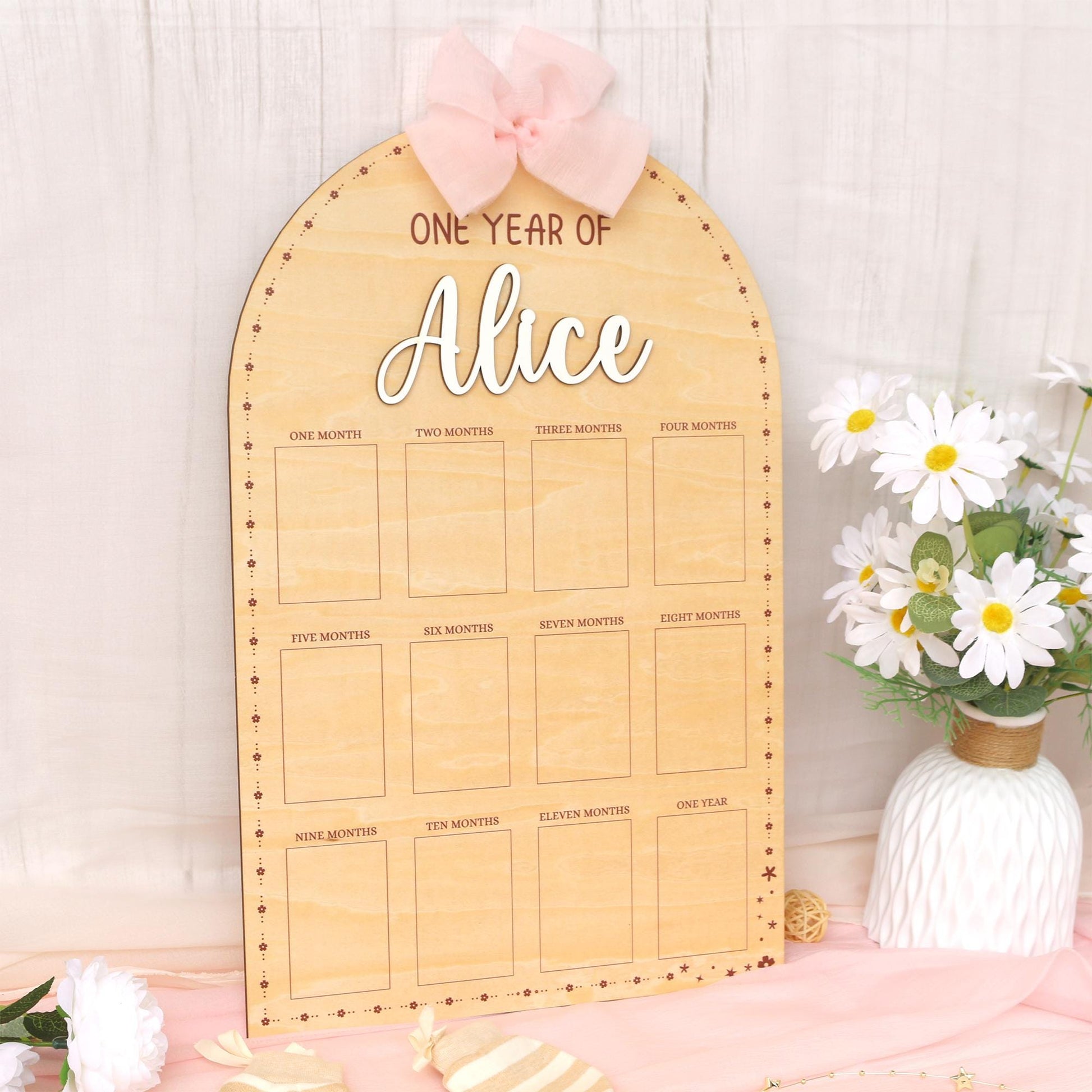 Personalized First Year Photo Board: Baby Milestone Collage