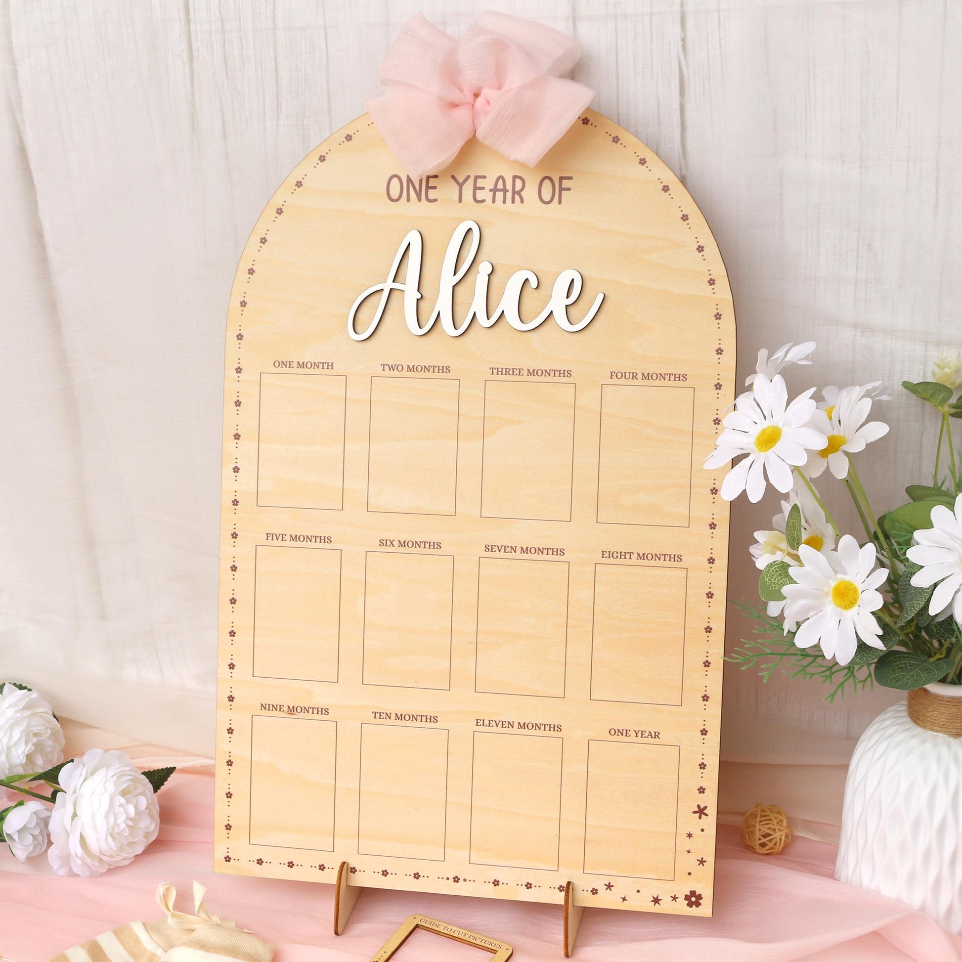 Personalized First Year Photo Board: Baby Milestone Collage