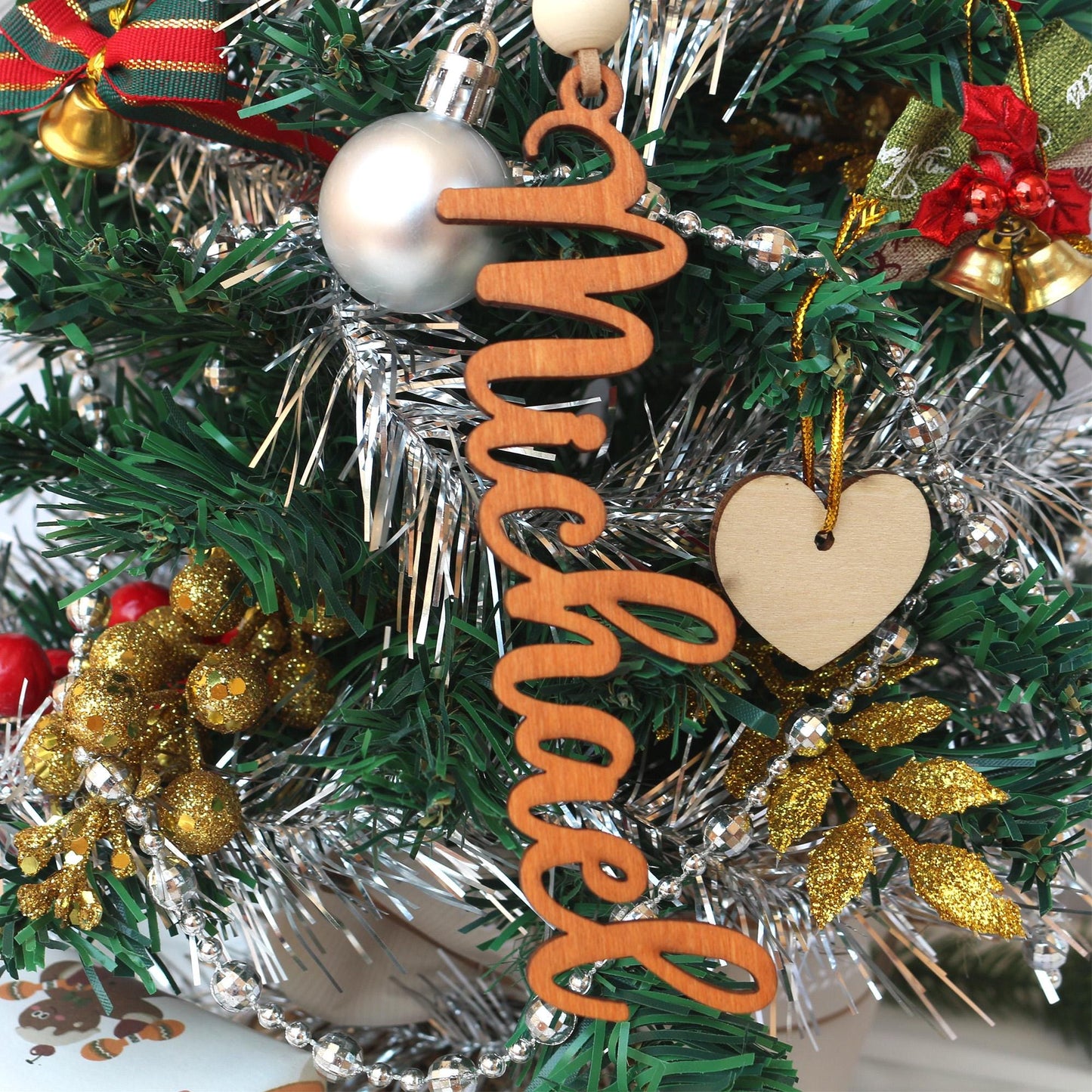 Personalized Wooden Christmas Stocking Name Tag Ornament