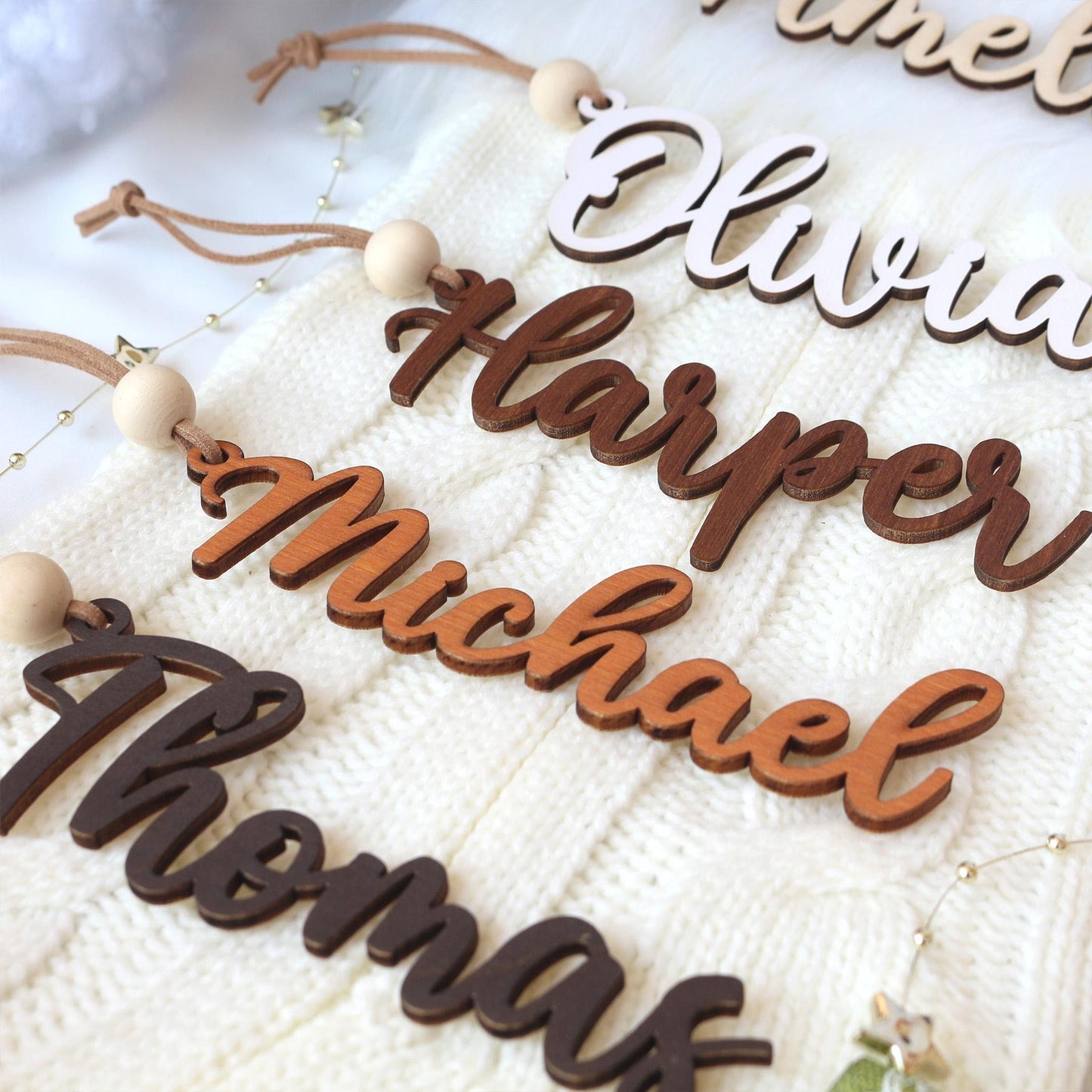 Personalized Wooden Christmas Stocking Name Tag Ornament