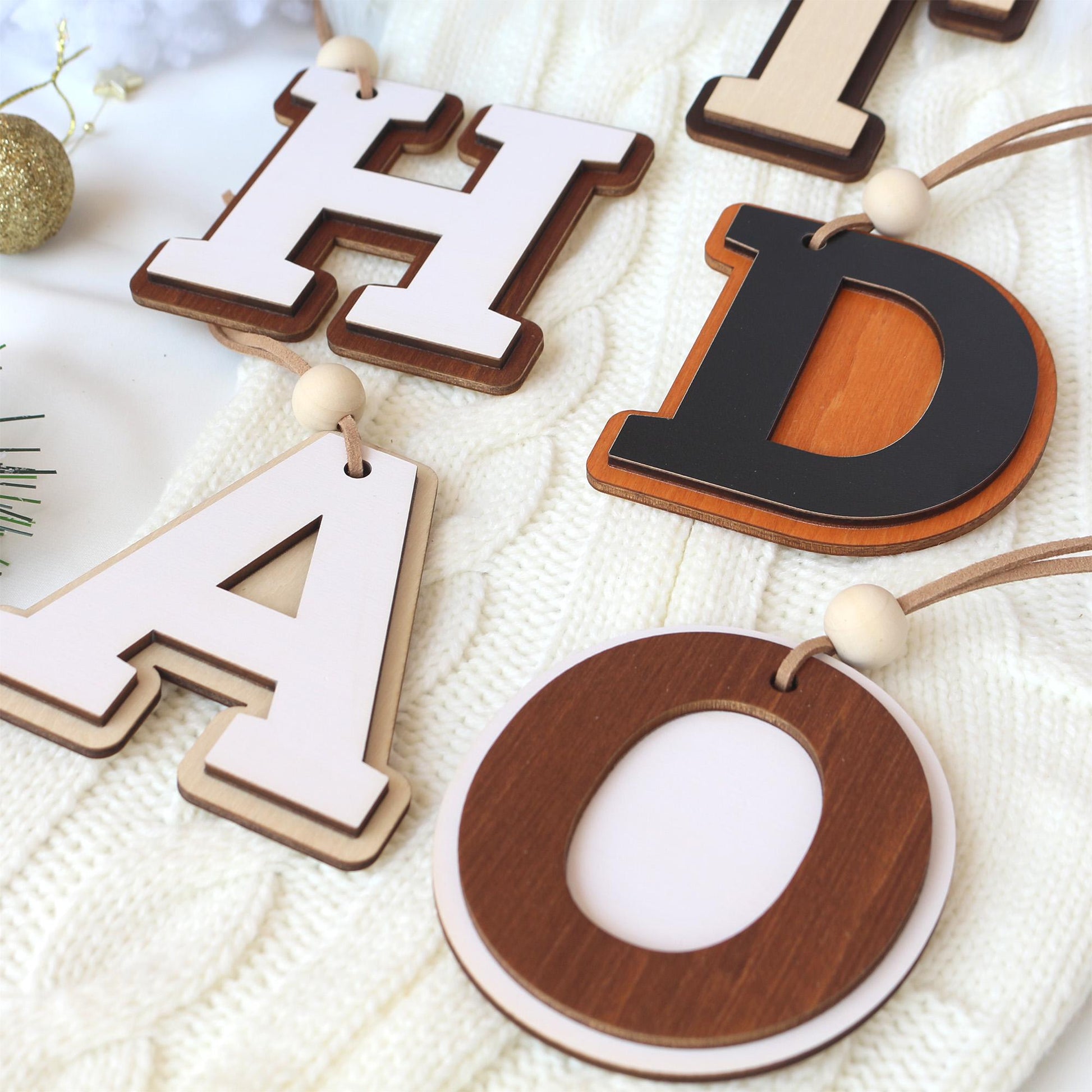 Personalized Christmas Stocking Tag: Wooden Letter Ornament