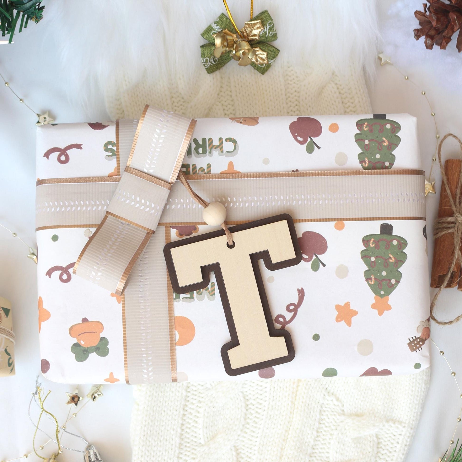 Personalized Christmas Stocking Tag: Wooden Letter Ornament