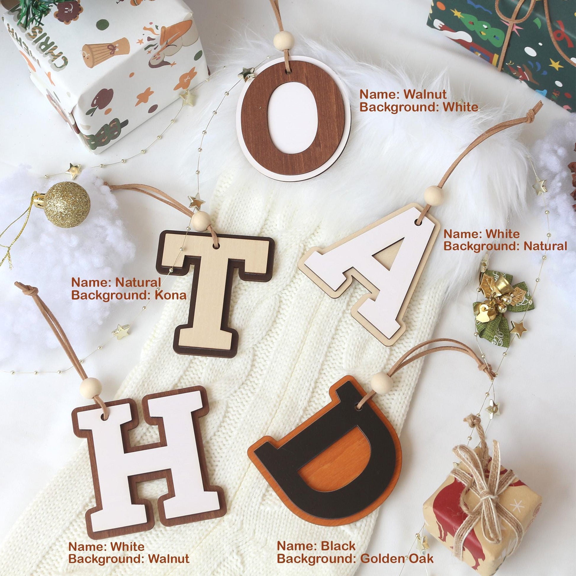 Personalized Christmas Stocking Tag: Wooden Letter Ornament