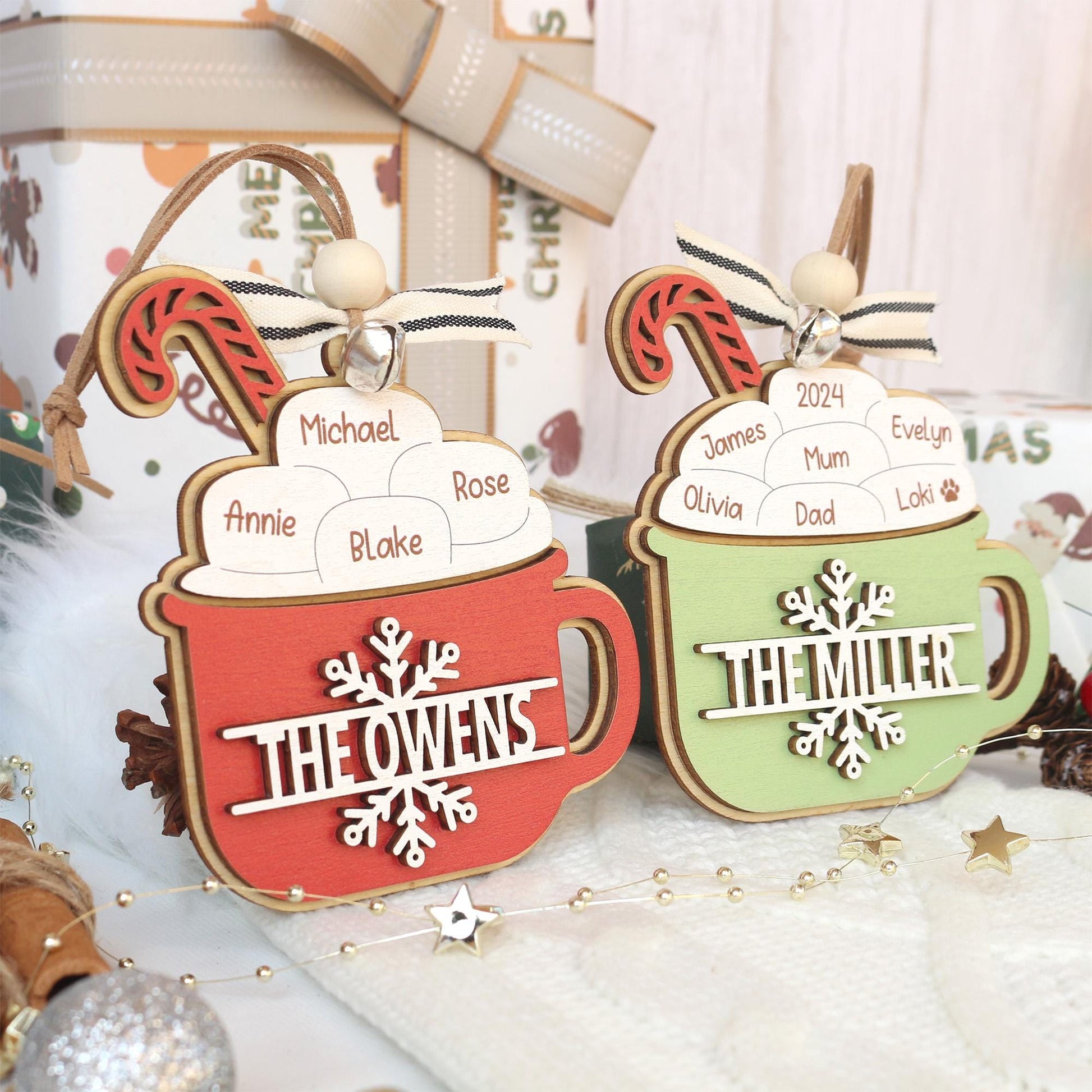 Personalized Wooden Name Christmas Ornament: Laser-Cut Family Gift
