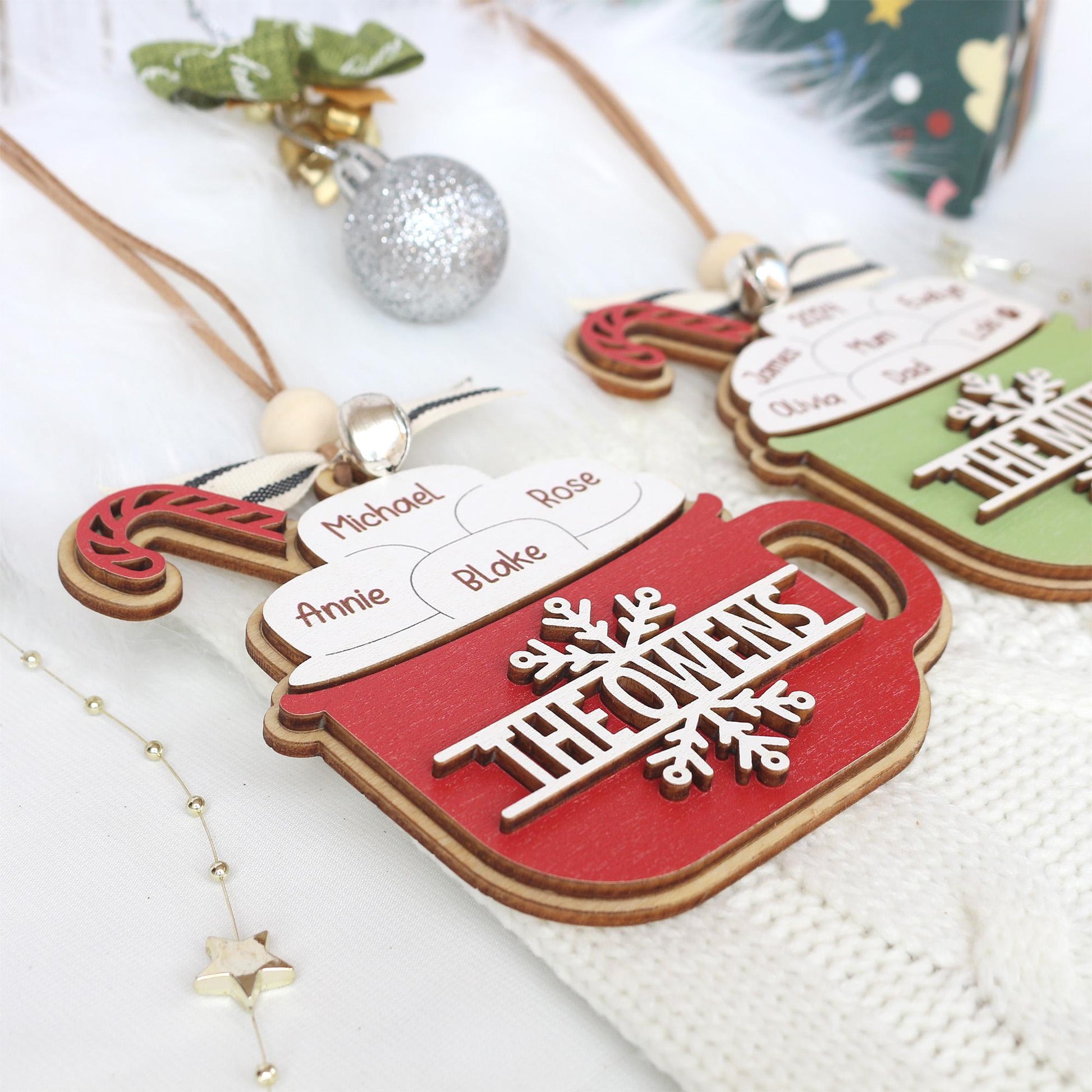 Personalized Wooden Name Christmas Ornament: Laser-Cut Family Gift