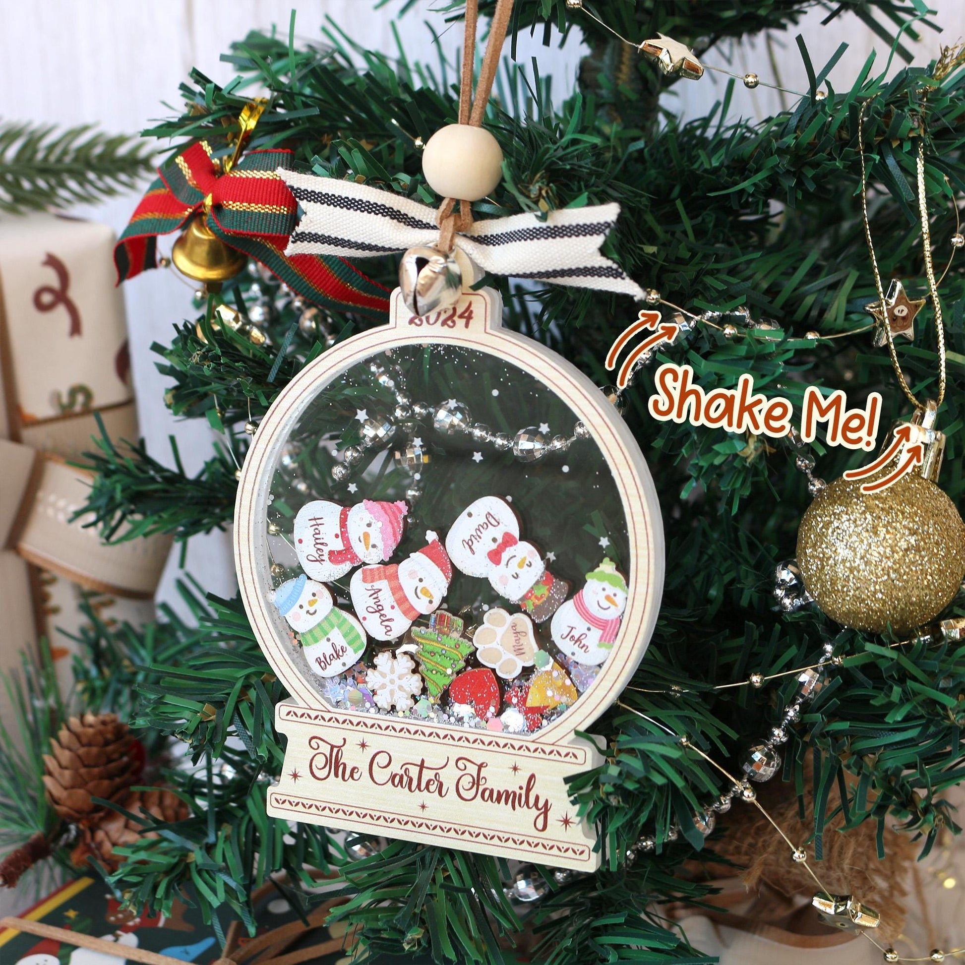 Personalized Snowman Family Christmas Ornament: Custom Acrylic Decor