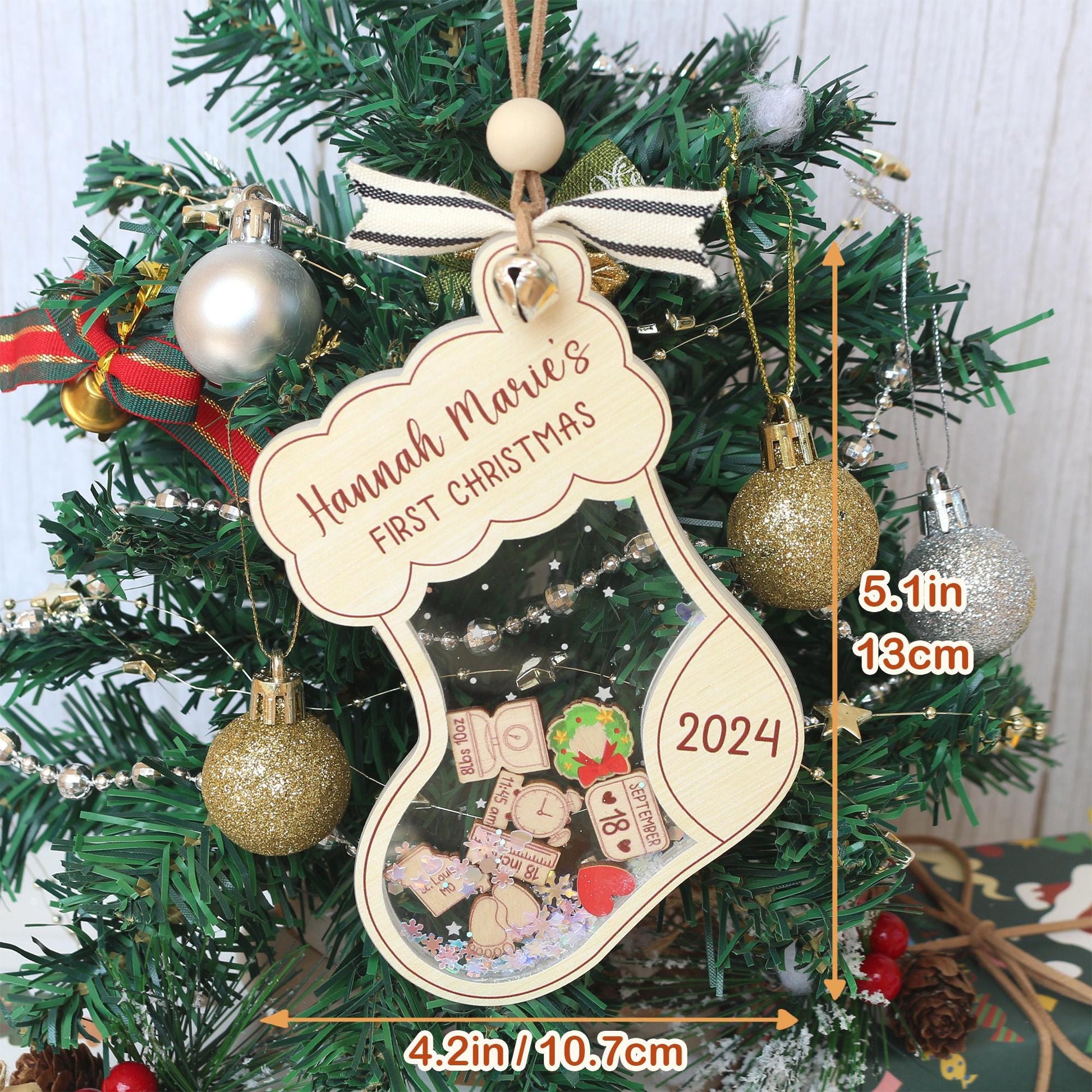 Personalized Baby's First Christmas Ornament: Shakeable Acrylic Keepsake