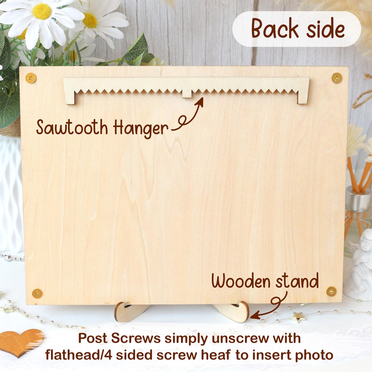 Personalized Wooden Picture Frame: Anniversary, Wedding Decor