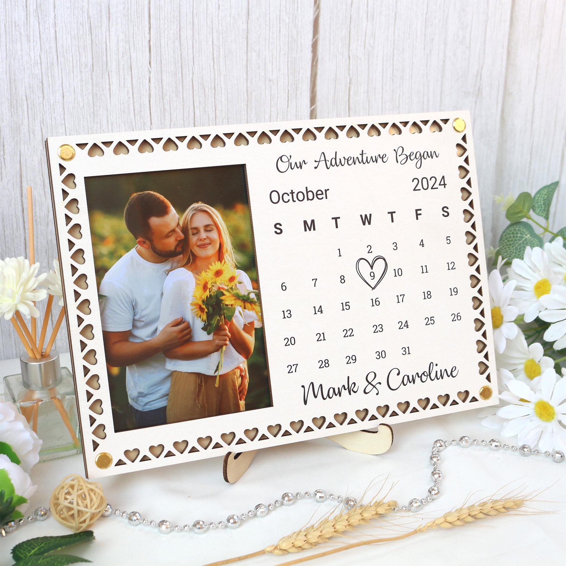 Wooden Picture Frame Personalized Photo Frame Unique Gift for Anniversary, Wedding Decor, Valentines Day